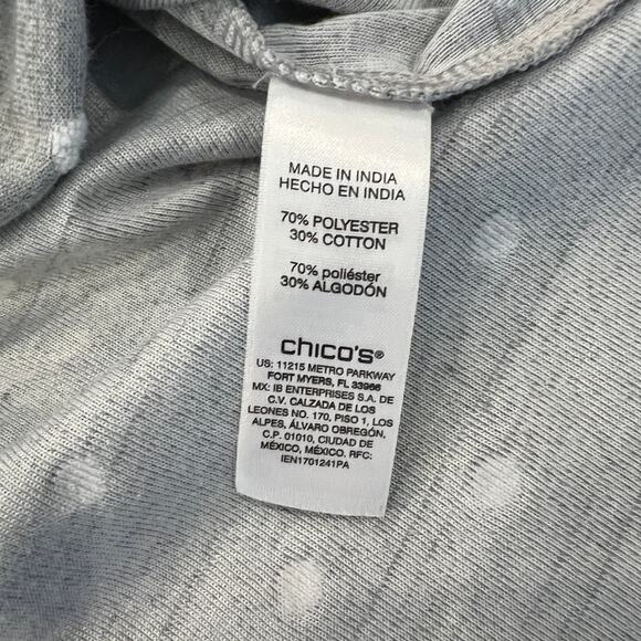 Chico's Gray & White Polka Dot 3/4 Sleeves Shirt  - Size 1 (S) - Picture 4 of 7